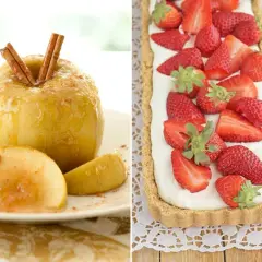 Manzana asada con canela y tarta de fresas. ¡10 postres en 5 minutos para disfrutar!