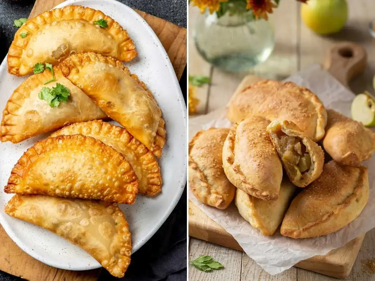Empanadillas doradas y crujientes, algunas con cilantro fresco, otras con un dulce relleno de manzana. &iexcl;Deliciosos rellenos para empanadillas!
